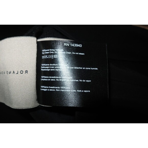 Roland Mouret Black Crepe Wide Leg Pants Wool Silk Lining Cuffed Crop Size 8 10 - Picture 12 of 12